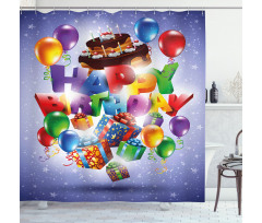 Birthday Presents Cake Shower Curtain