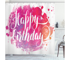 Watercolor Birthday Text Shower Curtain