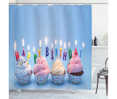 Cupcakes Letter Candles Shower Curtain