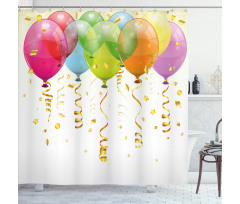 3D Balloons Rain Shower Curtain