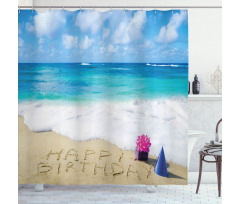 Happy Birthday on Sand Shower Curtain