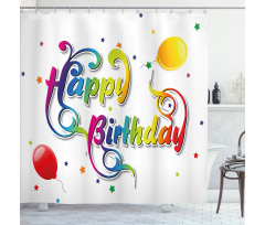 Birthday Words Floral Shower Curtain