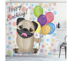 Birthday Pug Dog Shower Curtain