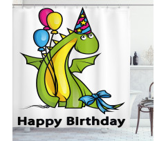 Birthday Dinosaur Shower Curtain