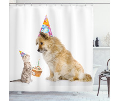 Cat and Dog Birthday Shower Curtain