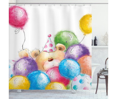 Sketchy Bear Balloons Shower Curtain
