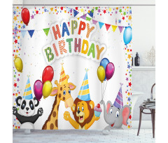 Cartoon Animals Party Shower Curtain