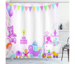 Baby Girl Birthday Shower Curtain