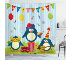 Birthday Penguin Shower Curtain