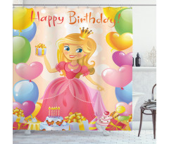 Girl Princess Themed Shower Curtain