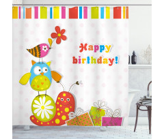 Birthday Owls Birds Shower Curtain