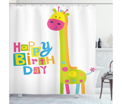 Birthday Baby Giraffe Shower Curtain