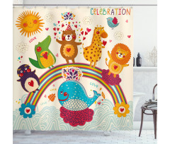 Rainbow Birthday Shower Curtain