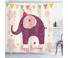 Purple Art Elephant Shower Curtain
