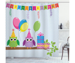 Cartoon Owl at Party Shower Curtain