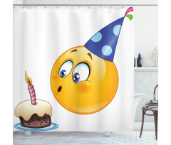 Emoji Face with Cone Shower Curtain