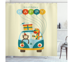 Hippie Birthday Van Shower Curtain
