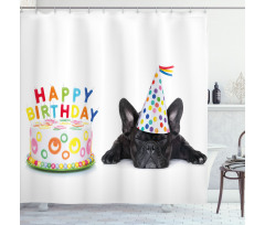 Bulldog Party Cake Shower Curtain