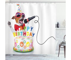 Birthday Music Dog Shower Curtain