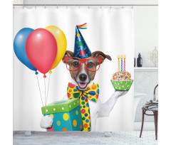 Birthday Dog Cake Shower Curtain