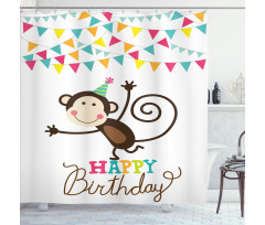 Monkey Cone Flag Shower Curtain