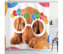 Puppy Dog Birthday Shower Curtain