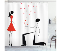 Couple with Hearts Shower Curtain