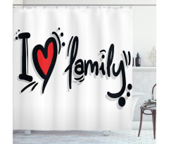 I Heart Family Pictogram Shower Curtain