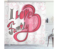 I Love Family Hearts Swirl Shower Curtain
