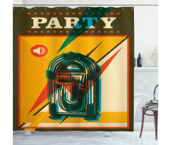 Retro Old Music Jukebox Shower Curtain