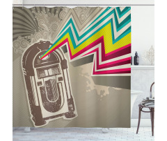Radio Party with Zig Zag Shower Curtain