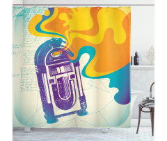 Retro Vintage Radio Music Shower Curtain