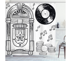Music Box Notes Coins Shower Curtain