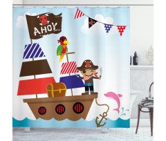 Pirate Ship Ocean Shower Curtain