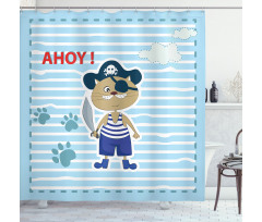 Cat Pirate Ahoy Shower Curtain