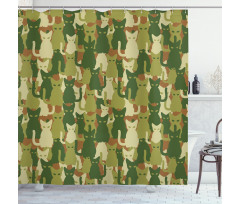 Kitten Silhouettes Jungle Shower Curtain