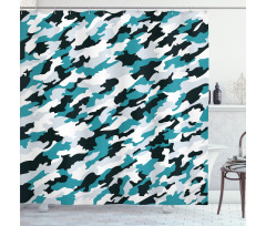 Aquatic Camouflage Tile Shower Curtain