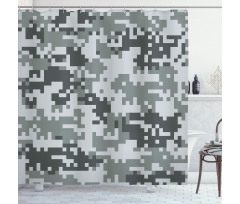 Pixel Effect Digital Grey Shower Curtain
