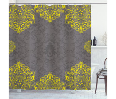 Yellow Grey Florals Shower Curtain