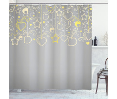 Grey Swirl Hearts Shower Curtain