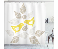 Art Deco Birds Leaves Shower Curtain