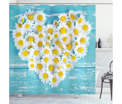 Heart Shaped Daisy Shower Curtain