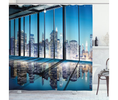 Buildings with Glass Shower Curtain