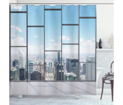 Office in Skyscrapers Shower Curtain