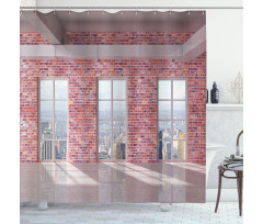 Red Brick Wall Loft City Shower Curtain
