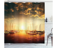 Boats on the Pier Shower Curtain