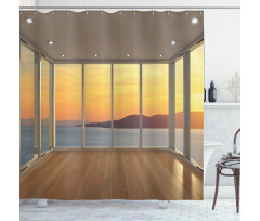 House with Mountain Ocean Shower Curtain
