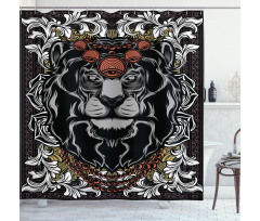 Jungle Emperor Lion Frame Shower Curtain