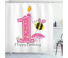 Bees Party Cake Candle Shower Curtain