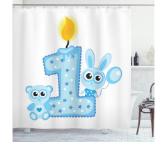 Boys Party Cake Candle Shower Curtain